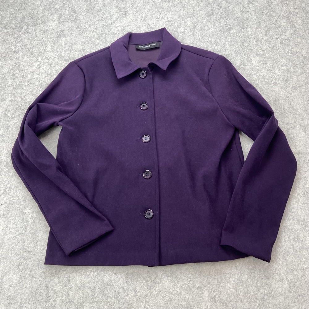 Briggs New York Blazer Jacket Womens PS Petite Purple Stretch Button Front Short